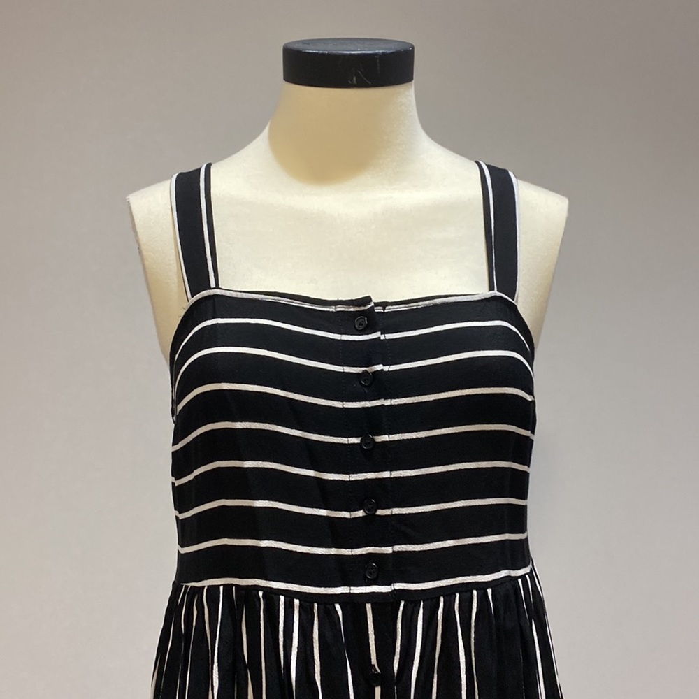 Black and white striped midi dress